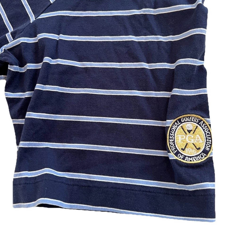 Ralph Lauren Polo Golf Polo Shirt Mens Blue Striped PGA Embroidery - Picture 3 of 9